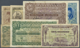 Egypt / Ägypten: Set Of 7 Different Banknotes Containing 10 Piastres 1917 P. 160 (F), 5 Piastres 1918 P. 162 (F), 5 - Egitto