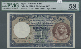 Egypt / Ägypten: Egypt: 1 Pound ND(1940-45) P. 22c, PMG Graded 58 Choice About UNC EPQ. - Egitto