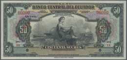 Ecuador: Banco Central Del Ecuador 50 Sucres 1939 SPECIMEN, P.94s With Red Overprint "Specimen" At Left And Right And Pu - Equateur