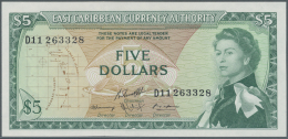 East Caribbean States  / Ostkaribische Staaten: 5 Dollars ND(1965) P. 14h, Light Handling In Paper, Condition: AUNC. - Caraïbes Orientales