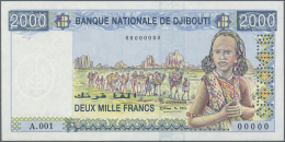 Djibouti / Dschibuti: 2000 Francs ND Specimen P. 40s, With Specimen Perforation And Zero Serial Numbers, Series A.001, C - Gibuti