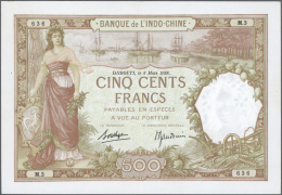 Djibouti / Dschibuti: Banque De L'Indo-Chine 500 Francs 1938, P.9b, Excellent Condition For The Large Format Of The Note - Gibuti