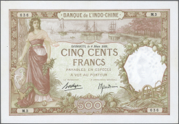 Djibouti / Dschibuti: Banque De L'Indo-Chine 500 Francs 1938, P.9b, Excellent Condition For The Large Format Of The Note - Djibouti