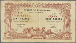 Djibouti / Dschibuti: 100 Francs Banque De L'Indo-Chine, January 2nd 1920, P.5, Stained And Yellowed Paper With Several - Djibouti