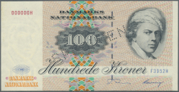 Denmark  / Dänemark: 100 Kroner 1995 Specimen P. 54Cs, Specimen Perforation, Zero Serial Numbers, One Vertical Fold - Danimarca