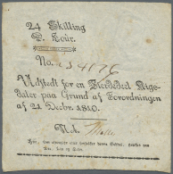 Denmark  / Dänemark: 24 Skilling 1810 P. A42, Folds In Paper And Some Light Stain Dots, No Holes Or Tears, Paper St - Danimarca