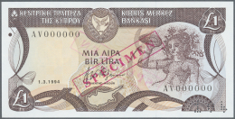 Cyprus / Zypern: 1 Pound 1994 Specimen P. 53cs With Specimen Number Perforation 104 At Lower Right, Red Stamp Specimen A - Cipro