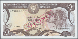 Cyprus / Zypern: 1 Pound 1994 Specimen P. 53cs With Specimen Number Perforation 101 At Lower Right, Red Stamp Specimen A - Cipro