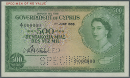 Cyprus / Zypern: 500 Mil 1955 SPECIMEN, P.34as With A Tiny Dint At Upper Right Corner, Otherwise Perfect: AUNC - Cyprus