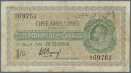 Cyprus / Zypern: 1 Shilling 1920, P.14, Highly Rare Note And One Of The Key-notes From Cyprus With Several Folds, Slight - Cipro