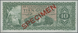 Curacao: 10 Gulden 1948 Specimen P. 30s, Zero Serial Numbers, Red Specimen Overprint, Condition: XF+ To AUNC (light Bend - Altri – America