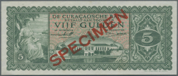 Curacao: 5 Gulden 1948 Specimen P. 29s, Zero Serial Numbers, Red Specimen Overprint, Condition: AUNC (light Bend At Left - Altri – America