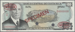 Costa Rica: 100 Colones ND Specimen P. 240s With Red "Specimen" Overprint At Center, Zero Serial Numbers, One Cancellati - Costa Rica