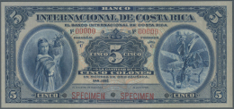Costa Rica: 5 Colones ND(1919-30) Specimen P. 174s, Beautifully Designed Banknote, Rarely Seen As PMG Graded, In Perfect - Costa Rica