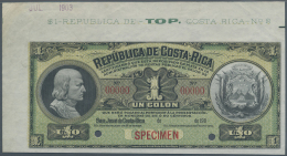 Costa Rica: 1 Colon ND(1905-06) SPECIMEN, P.142s With Hand Stamped Date July 1903 At Upper Part Of The Paper Sheet In Ex - Costa Rica