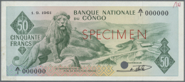 Congo / Kongo: 50 Francs 1961 SPECIMEN, P.5as In Excellent Condition, Traces Of Glue At Right Border On Back And Tiny Pi - Non Classificati