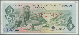 Congo / Kongo: 50 Francs 1961 SPECIMEN, P.5as In Excellent Condition, Traces Of Glue At Right Border On Back And Tiny Pi - Unclassified