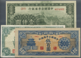 China: Set Of 3 Notes Containing 1000 Yuan Puppet Banks ND(1945) P. J91 (aUNC), 10.000 Yuan Central Reserve Bank Of Chin - Cina