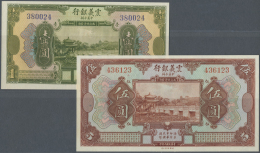 China: Set Of 2 Notes The Chinese Italian Banking Corporation Containing 1 And 5 Yuan 1921 P. S253 And S254, Both In Con - Cina