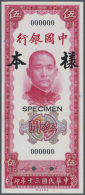 China: Bank Of China 5 Yuan 1941 Specimen P. 92s Uniface Printed, 2 Cancellation Holes, Zero Serial Numbers In Condition - Cina