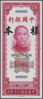 China: Bank Of China 5 Yuan 1941 Specimen P. 92s Uniface Printed, 2 Cancellation Holes, Zero Serial Numbers In Condition - China