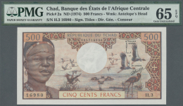 Chad / Tschad: 500 Francs ND(1974) P. 2a, Condition: PMG Graded 65 GEM UNC EPQ. - Ciad