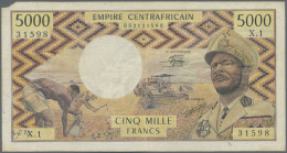 Central African Republic / Zentralafrikanische Republik: 5000 Francs ND(1979) P. 7, Used With Folds And A Small Missing - Repubblica Centroafricana