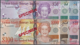 Cayman Islands: Set Of 6 Specimen Banknotes Containing 1, 5, 10, 25, 50 And 100 Dollars 2010 Specimen P. 38s-43s, All In - Isole Caiman