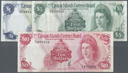 Cayman Islands: Set With 1, 5, 10 Dollars L.1974, P.5, 6, 7, All With Handling Marks Like Several Folds, Slightly Toned - Kaimaninseln