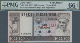 Cape Verde / Kap Verde: 1000 Escudos 1977 Specimen P. 56s1, Condition: PMG 66 Gem UNC EPQ. - Cape Verde