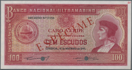 Cape Verde / Kap Verde: 100 Escuods 1945 Specimen P. 45s With 2 Cancellation Holes, W/o Serial Numbers, Red Specimen Ove - Capo Verde