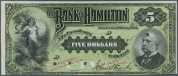 Canada: Bank Of Hamilton 5 Dollars 1892 SPECIMEN, P.S451s, Extraordinary Rare Note With Star Hole Cancellation And Two T - Canada