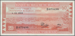 Burundi: 50 Francs 1964 P. 11a, Light Center Fold And Light Handling In Paper, No Holes Or Tears, Strong Colors And Pape - Burundi