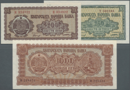 Bulgaria / Bulgarien: Set With 3 Banknotes 200, 250 And 1000 Leva 1948, P.75, 76, 78, All In Perfect UNC Condition (3 Ba - Bulgarie