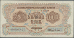 Bulgaria / Bulgarien: 1000 Leva 1945, P.72, Still A Nice Note With Tiny Dints At The Corners, Slightly Stained Paper And - Bulgaria