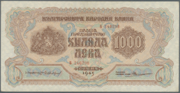 Bulgaria / Bulgarien: 1000 Leva 1945, P.72, Still A Nice Note With Tiny Dints At The Corners, Slightly Stained Paper And - Bulgarie