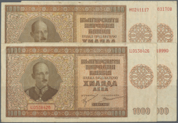 Bulgaria / Bulgarien: Nice Set With 4 Banknotes 1000 Leva 1942, P.61, All Notes Vertically Folded And Some Other Wrinkle - Bulgaria