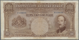 Bulgaria / Bulgarien: 5000 Leva 1929  Thomas De La Rue, London, P.54, Highest Denomination Of This Series And Rare In We - Bulgaria