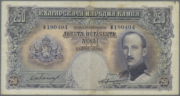 Bulgaria / Bulgarien: Pair Of The 250 Leva 1929, P.51, Both Notes In Fine Condition With Stained Paper, Several Folds An - Bulgaria