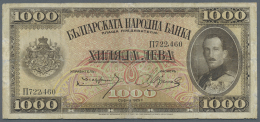 Bulgaria / Bulgarien: 1000 Leva 1925 P. 48 In Used Condition With Several Folds And Light Staining In Paper, Very Strong - Bulgaria