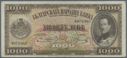 Bulgaria / Bulgarien: 1000 Leva 1925 Printer Bradbury Wilkinson, New Malden, P.48, Rare Note In Used Condition With Slig - Bulgaria