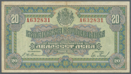 Bulgaria / Bulgarien: 20 Leva 1922 Printer ABNC, P.36, Stained Paper With Several Folds And Creases. Condition: F - Bulgaria