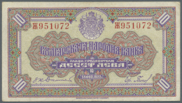 Bulgaria / Bulgarien: 10 Leva 1922 Printer ABNC, P.35, Stained Paper With Several Folds And Creases. Condition: F - Bulgarie