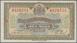 Bulgaria / Bulgarien: 5 Leva 1922, Printer ABNC, P.34, Nice Original Shape With Soft Vertical Fold At Center, A Few Othe - Bulgaria