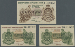 Bulgaria / Bulgarien: Set With 3 Banknotes 1 Silver Leva ND(1920) P.30a,b In Uncirculated Condion And 2 Silver Leva ND(1 - Bulgaria