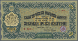 Bulgaria / Bulgarien: 1000 Gold Leva ND(1918) With Signature Chakalov & Venkov, Printed In Munich, P.26 In Nearly Pe - Bulgarie