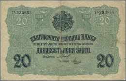 Bulgaria / Bulgarien: Pair Of The 20 Gold Leva ND(1916), P.18, Both Notes Are In Used Condition With Yellowed Paper, Sev - Bulgaria