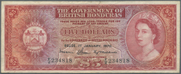 British Honduras: 5 Dollars 1970 P. 30c, Used With Folds And Creases, One 0,5 Cm Border Tear At Upper Border, No Holes, - Honduras