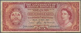British Honduras: 5 Dollars 1965 P. 30b, Used With Folds And Creases, Stamped On Back, No Tears, 2 Pinholes, Condition: - Honduras