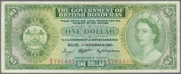 British Honduras: 1 Dollar 1961 P. 28b, Vertically And Horizontally Folded, 2 Pinholes, No Tears, Still Strong Paper Wit - Honduras